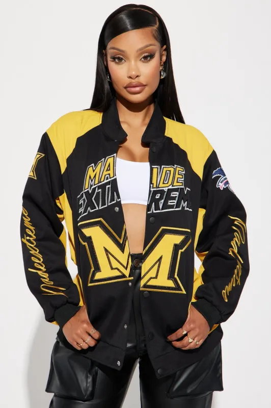 Made Extreme Racing Jacket - Yellow/combo sold by Fashion Nova