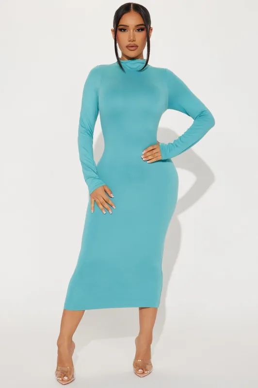 Efina Double Lined Midi Dress - Blue sold by Fashion Nova