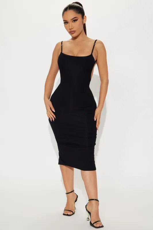 Mariela Rayon Midi Dress - Black sold by Fashion Nova