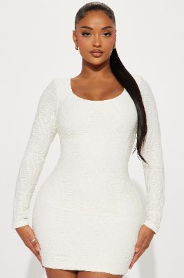 Mila Textured Mini Dress - Cream sold by Fashion Nova