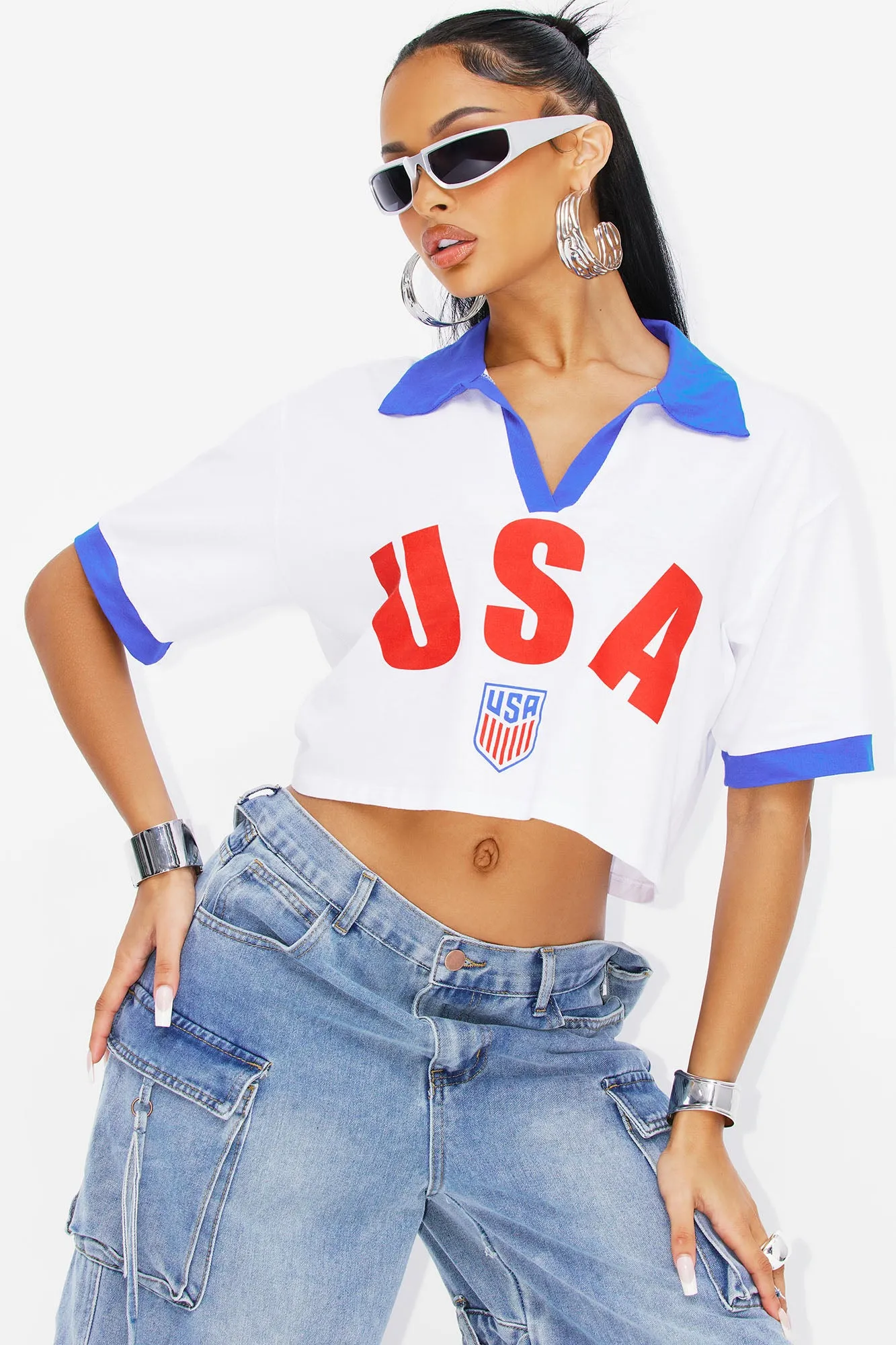 Made In USA Polo Tee - White sold by Fashion Nova