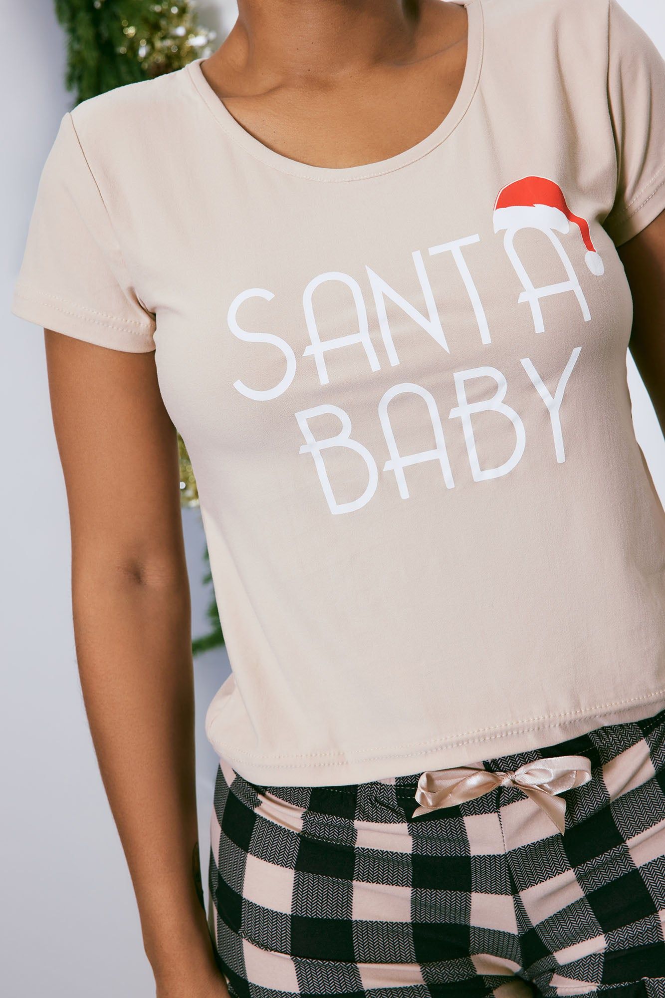 Santa Baby PJ Short Set - Tan/Multi sold by Fashion Nova product image thumbnail 3