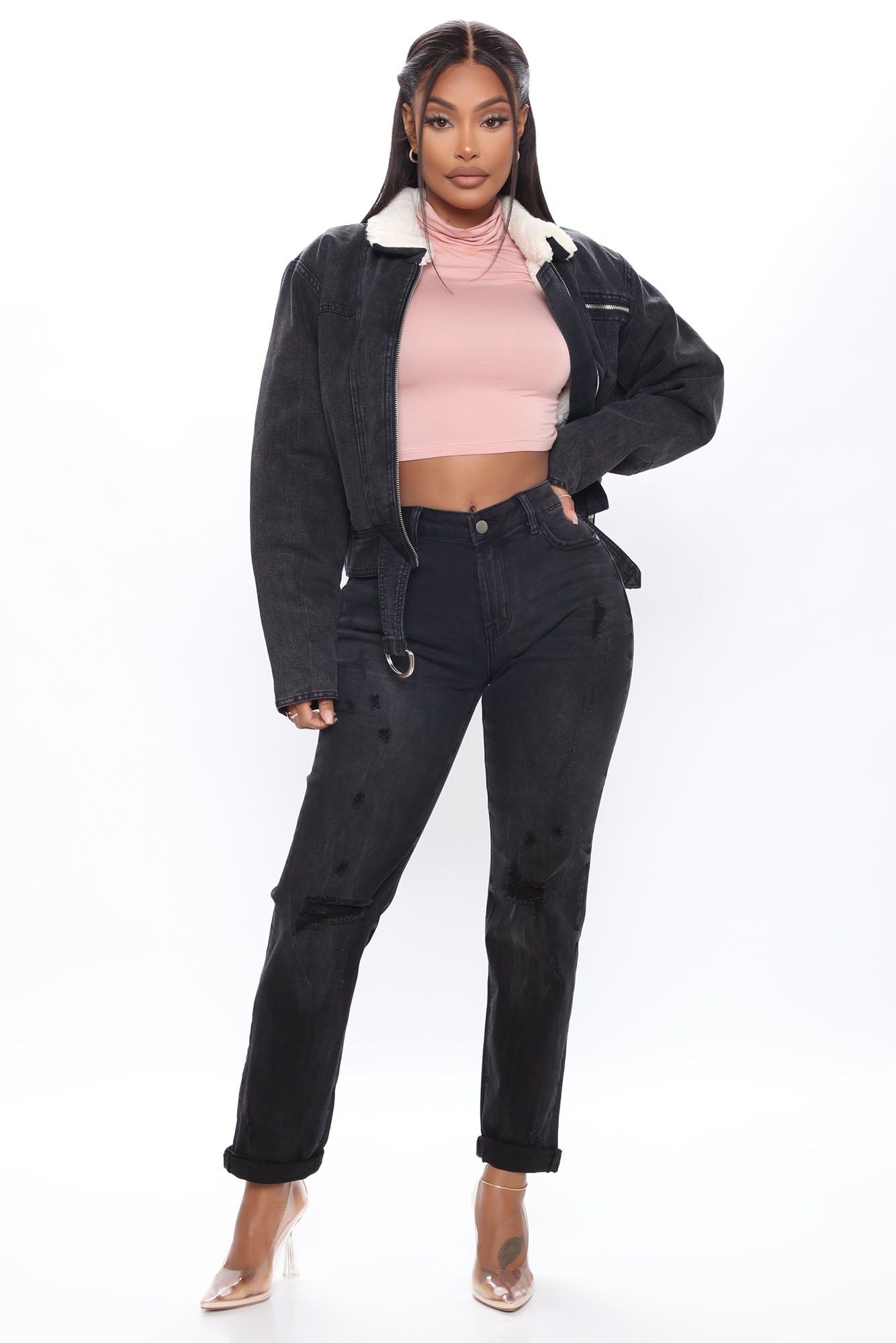 Seams Right Denim Moto Jacket - Black sold by Fashion Nova product image thumbnail 2