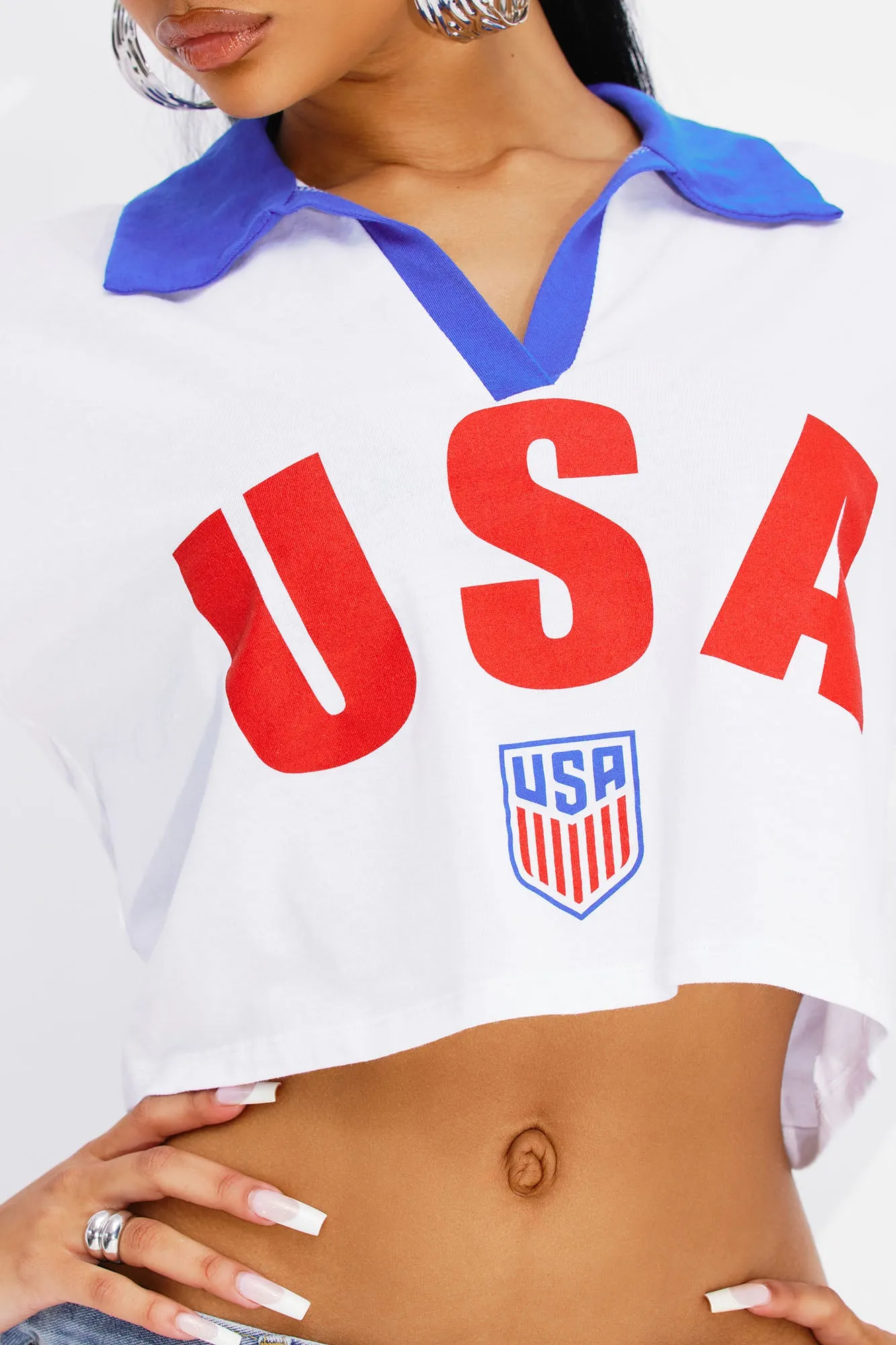 Made In USA Polo Tee - White sold by Fashion Nova product image thumbnail 3