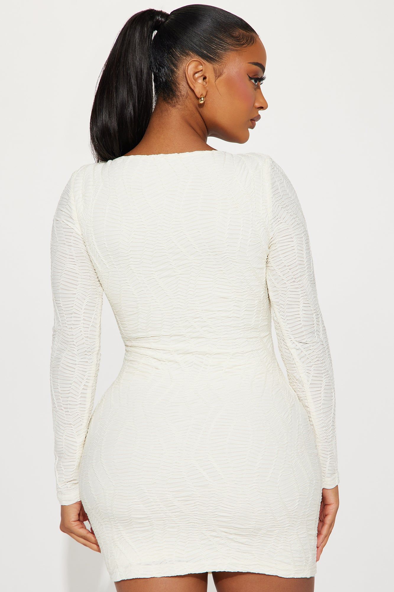 Mila Textured Mini Dress - Cream sold by Fashion Nova product image thumbnail 3