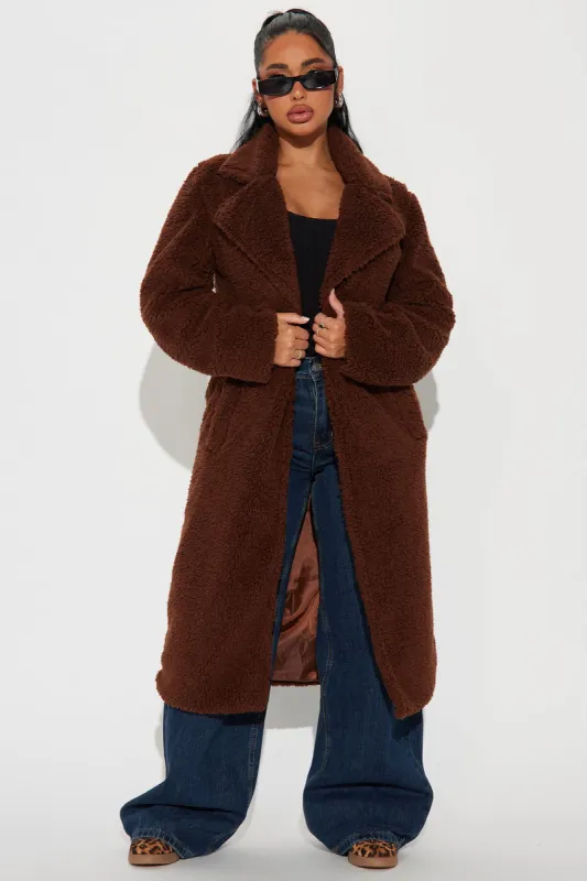 Carmen Sherpa Trench Coat - Chocolate made by Fashion Nova