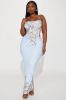 Julia Mesh Maxi Dress - Blue/combo sold by Fashion Nova