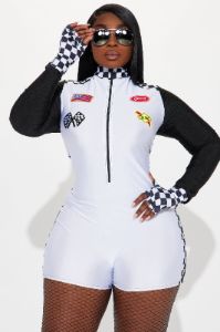 Fast Life Racer 3 Piece Costume Set - White/combo sold by Fashion Nova