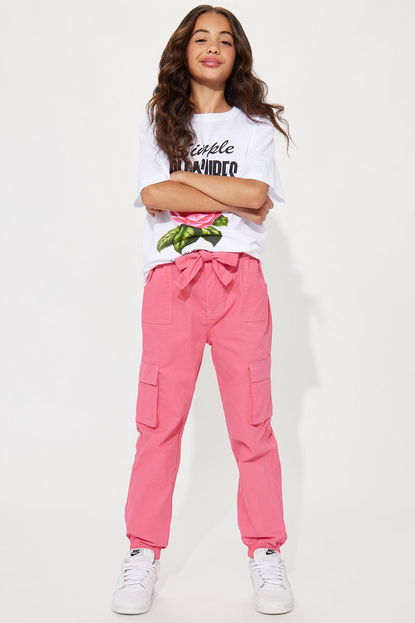 Mini Cool Girls Rule Belted Cargo Pants - Hot Pink sold by Fashion Nova