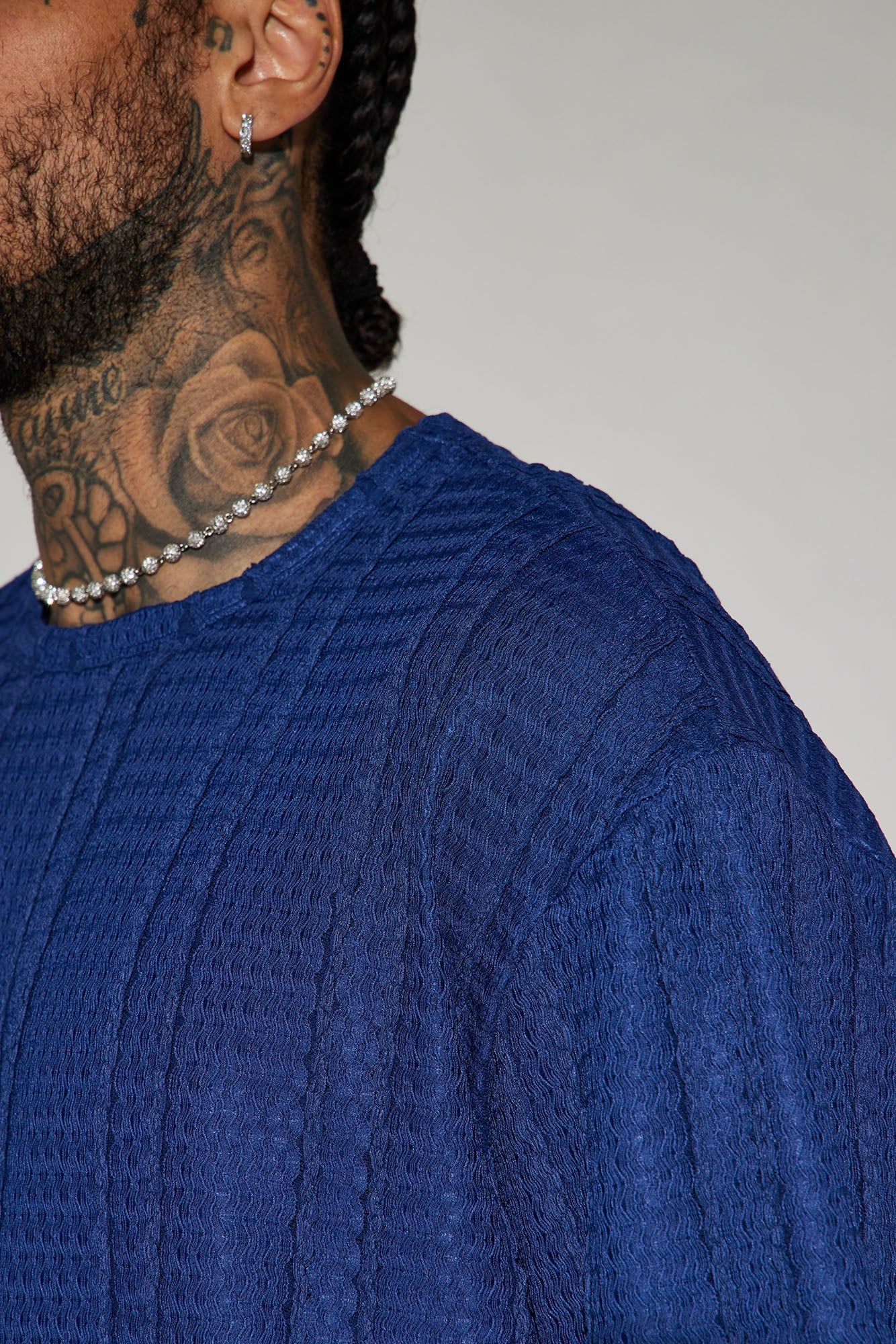 Samuel Textured Boxy Short Sleeve Tee - Navy sold by Fashion Nova product image thumbnail 3