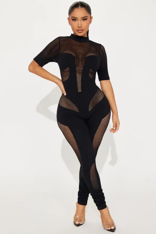 Two Way Street Seamless Jumpsuit - Black sold by Fashion Nova