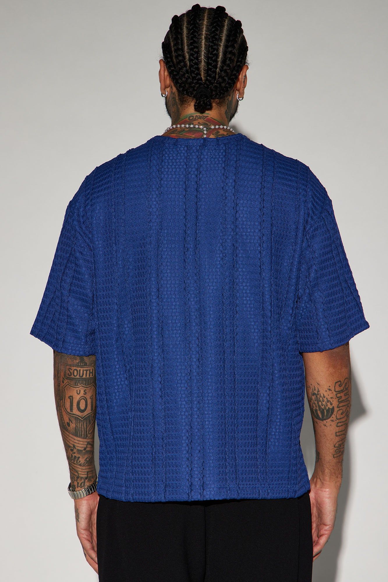 Samuel Textured Boxy Short Sleeve Tee - Navy sold by Fashion Nova product image thumbnail 4