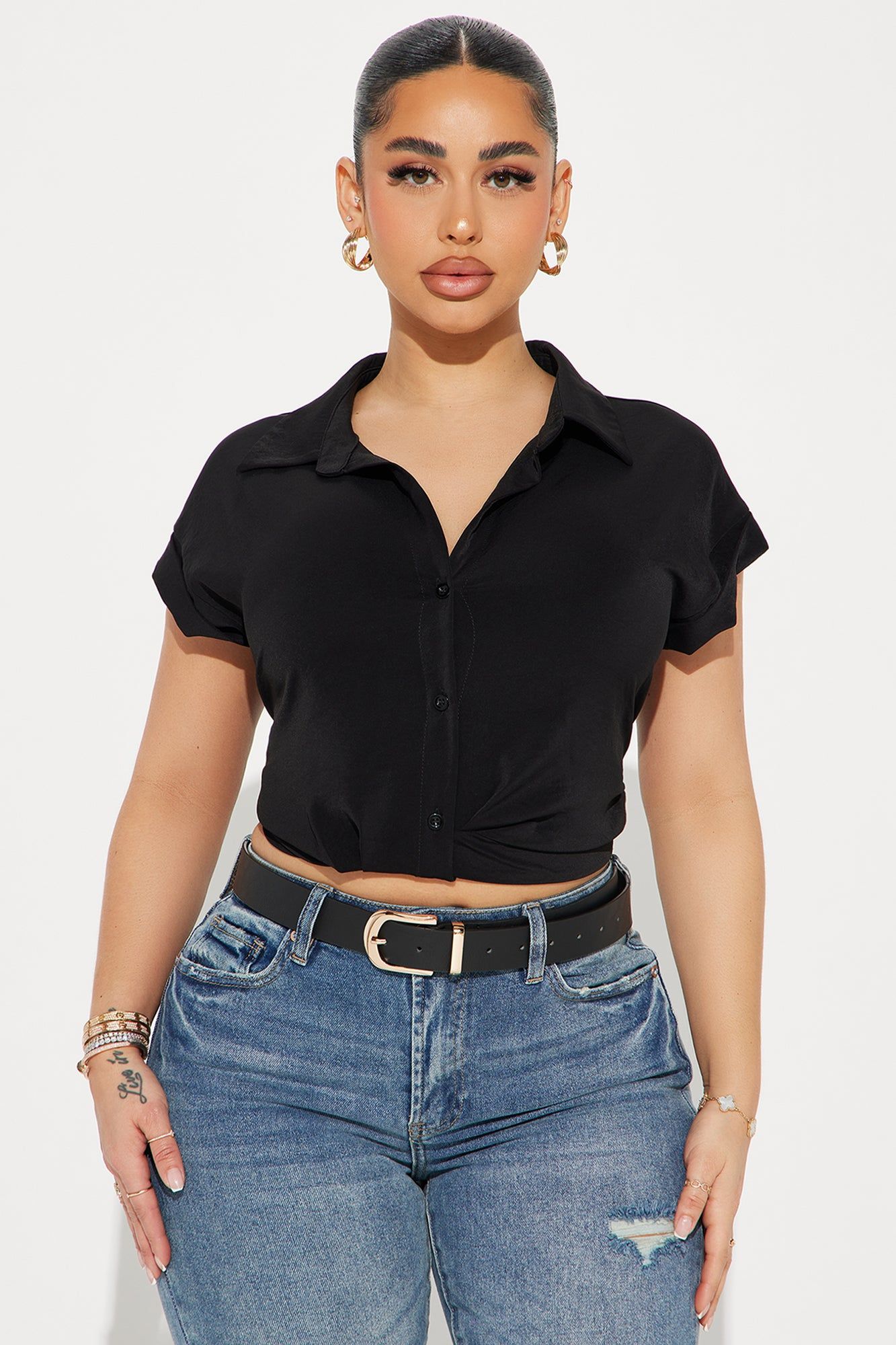 Something Light Shirt - Black sold by Fashion Nova