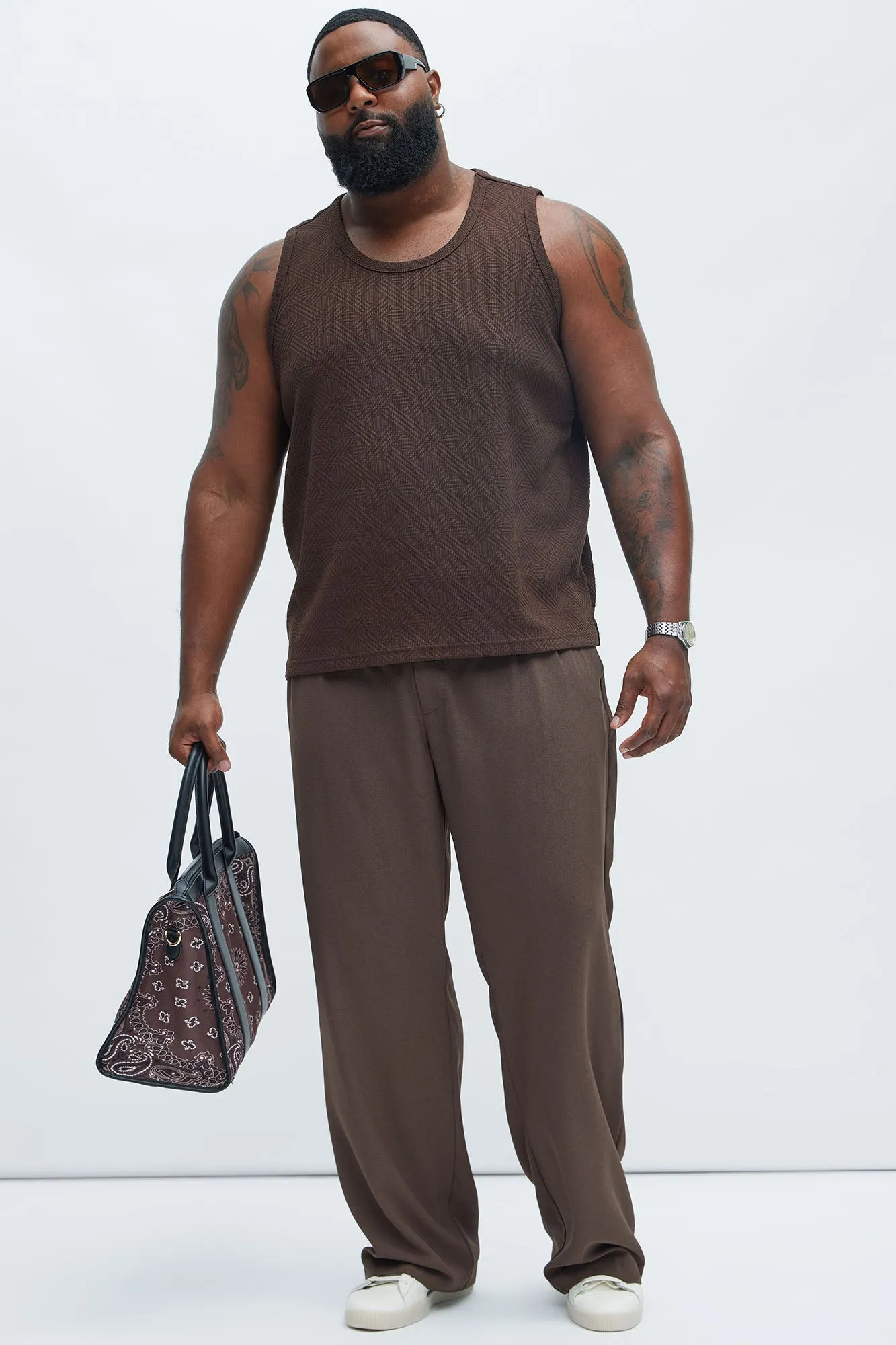 Burley Geo Textured Relaxed Tank - Brown sold by Fashion Nova product image thumbnail 5