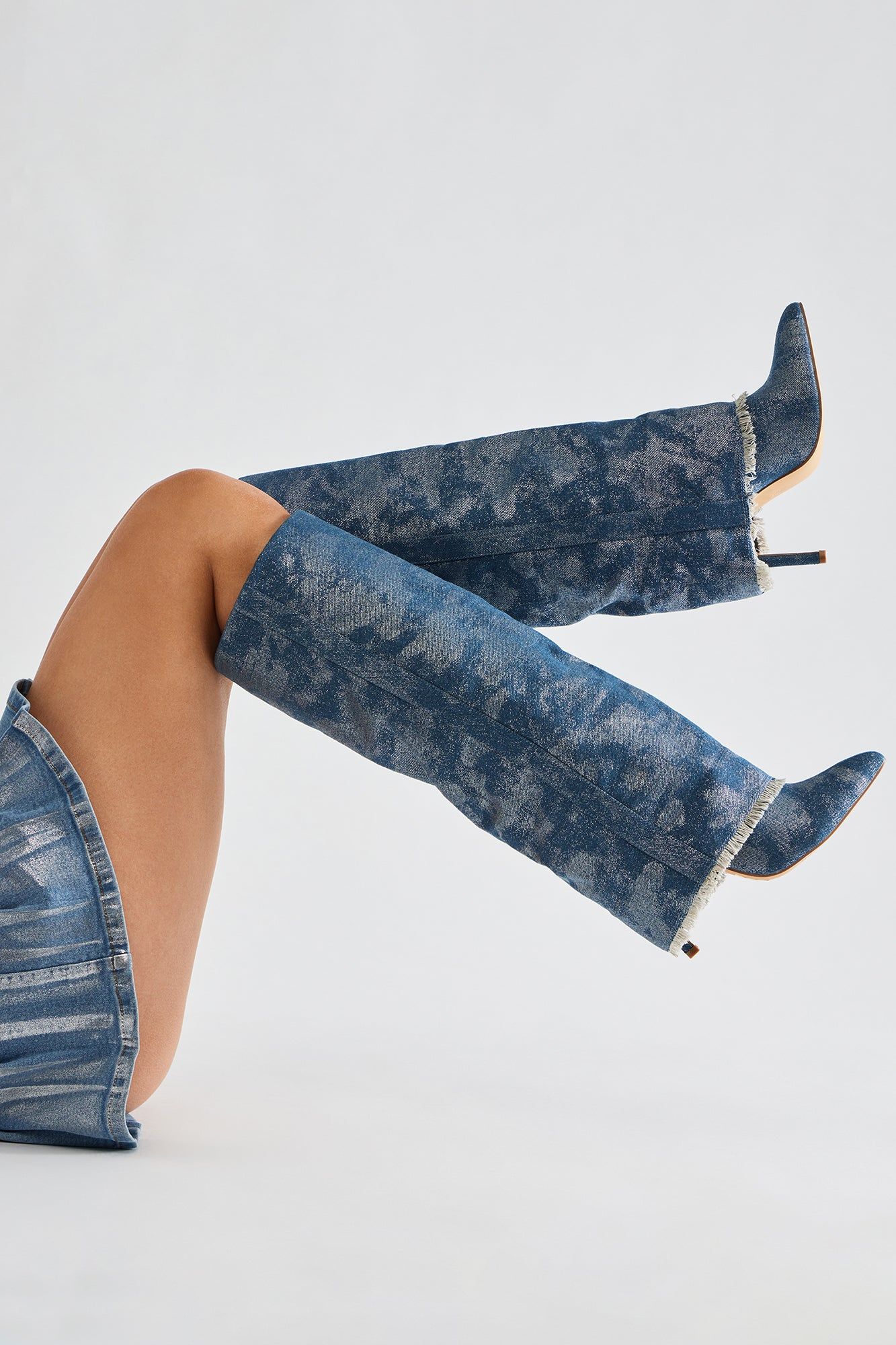 Always A Baddie Knee High Heeled Boots - Blue/combo sold by Fashion Nova product image thumbnail 4