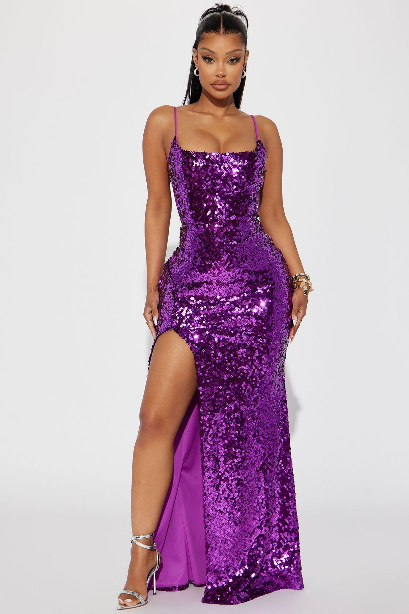 Veronica Sequin Gown - Purple sold by Fashion Nova
