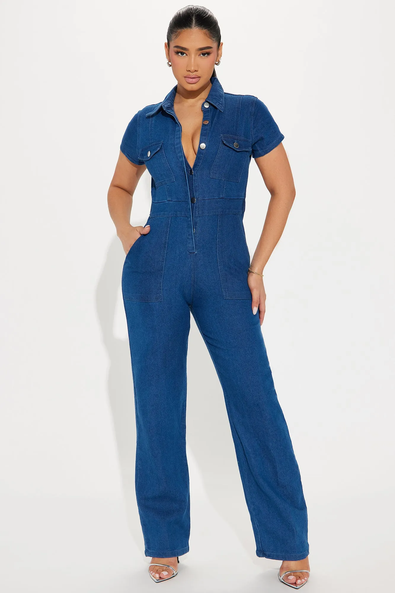 Anais Denim Jumpsuit - Medium Wash sold by Fashion Nova