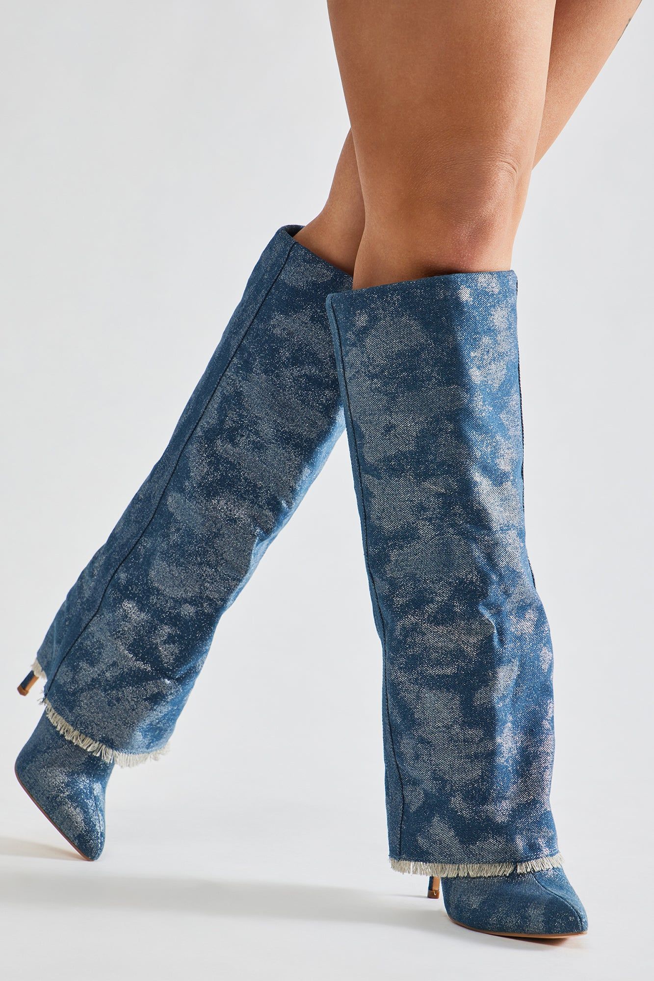 Always A Baddie Knee High Heeled Boots - Blue/combo sold by Fashion Nova product image thumbnail 5