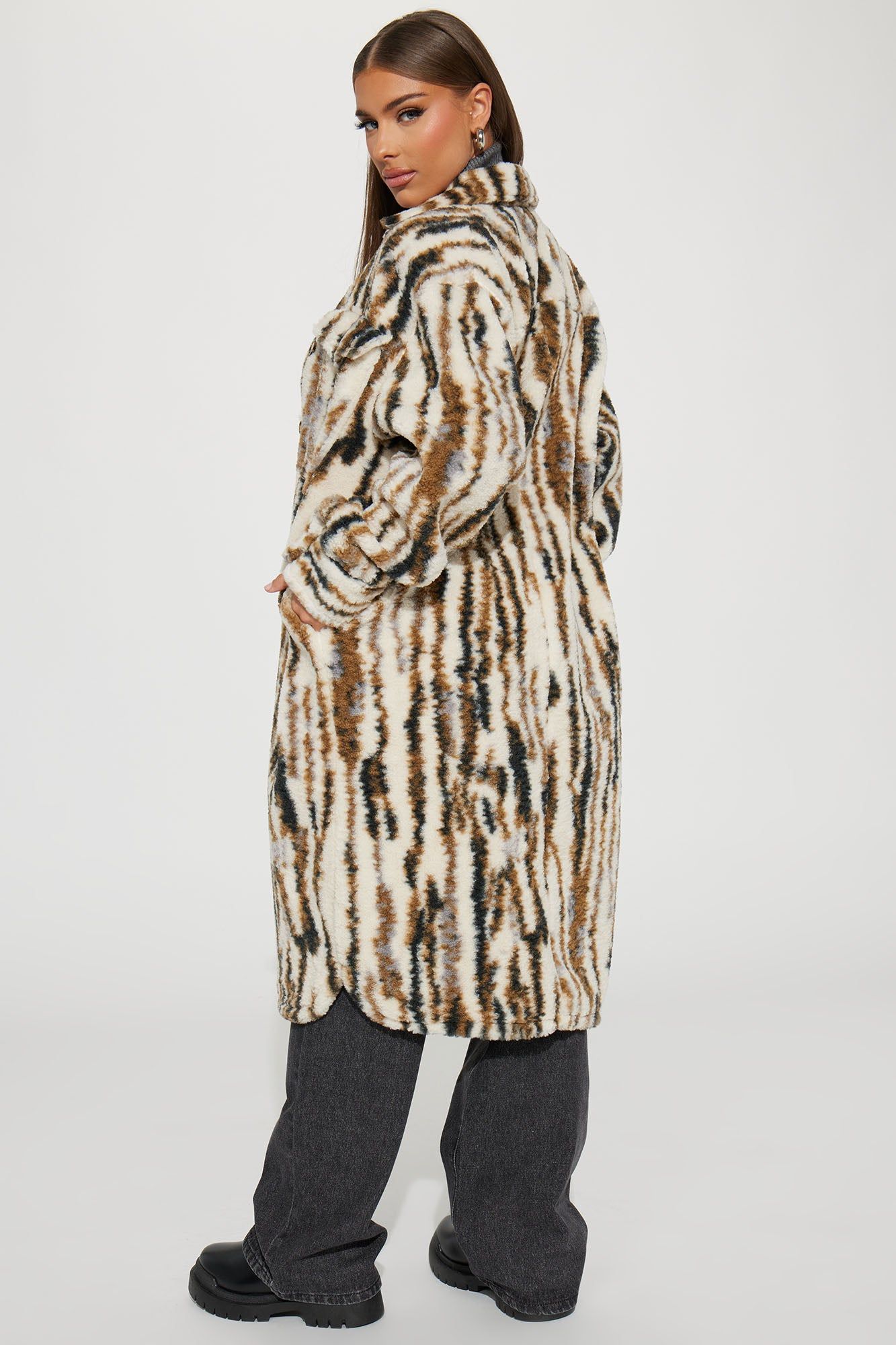 Foxy Attitude Faux Fur Coat - Brown Combo sold by Fashion Nova product image thumbnail 3