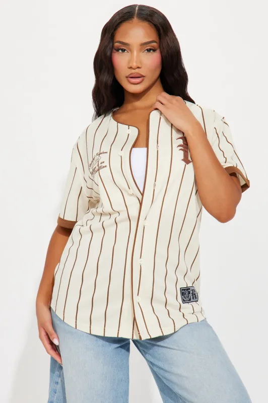 Rebellion Jersey Top - Cream/combo sold by Fashion Nova