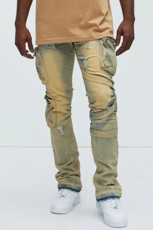 Find Out Cargo Flare Jeans - Vintage Wash sold by Fashion Nova