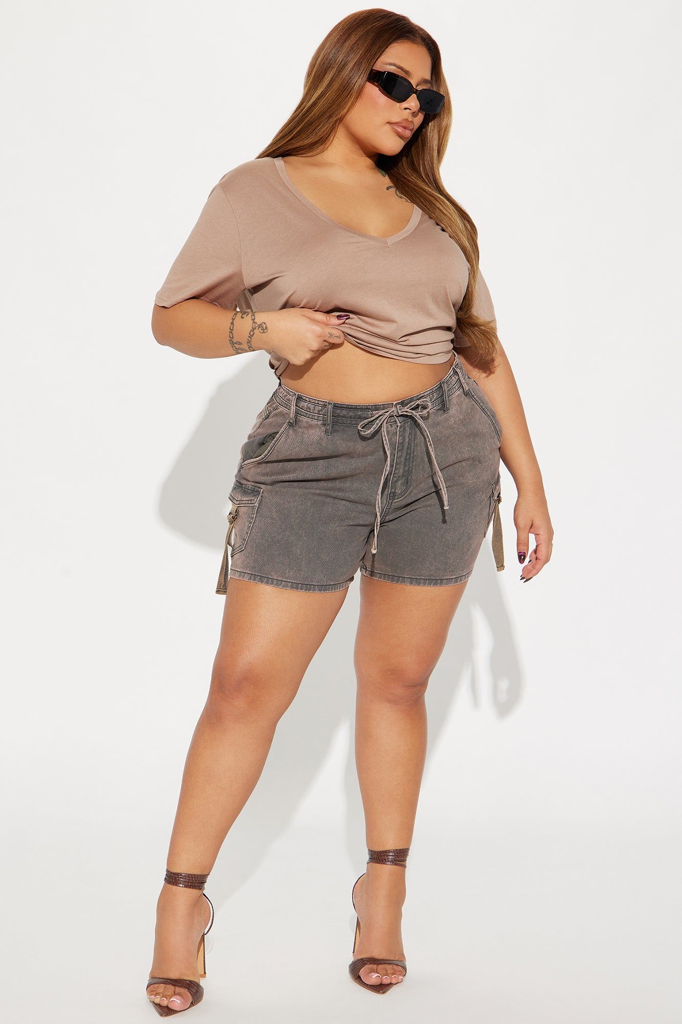 Ava V-Neck Tee - Mocha sold by Fashion Nova product image thumbnail 5