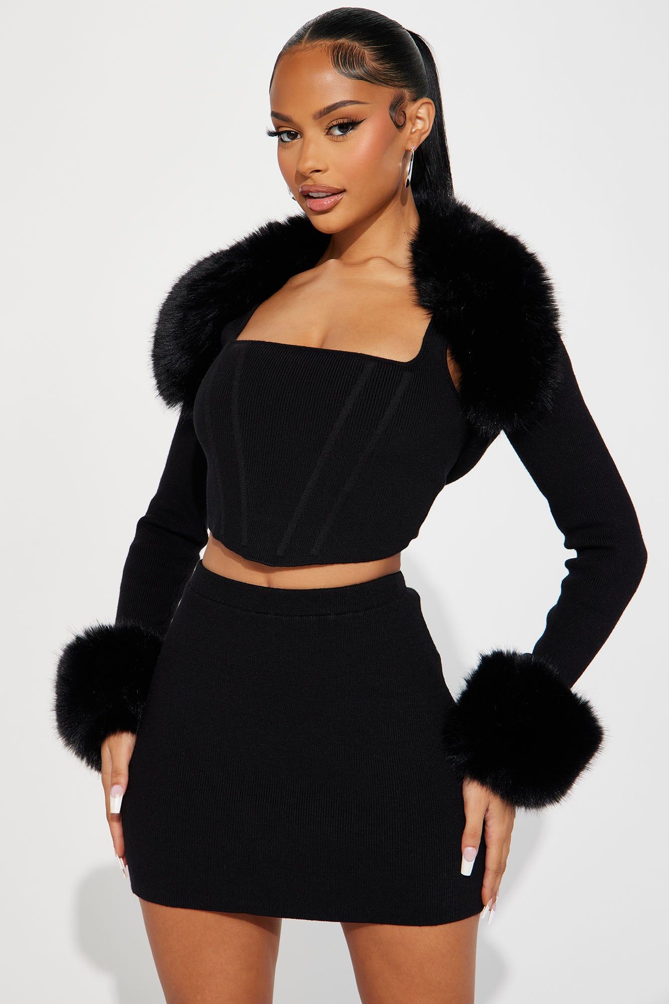 Sara 3 Piece Sweater Skirt Set - Black sold by Fashion Nova product image thumbnail 2