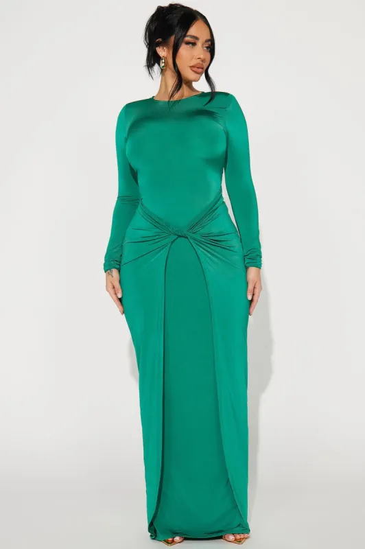Catarina Slick Maxi Dress - Green sold by Fashion Nova