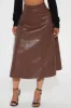 Don't Forget Faux Leather Midi Skirt - Brown sold by Fashion Nova