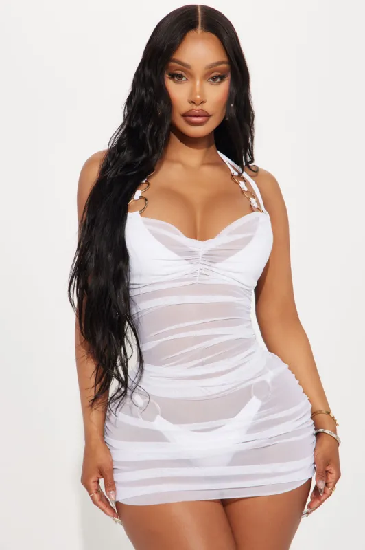 Trips To Vegas Mesh Cover Up Dress - White sold by Fashion Nova