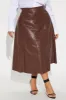 Don't Forget Faux Leather Midi Skirt - Brown sold by Fashion Nova
