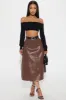 Don't Forget Faux Leather Midi Skirt - Brown sold by Fashion Nova