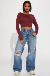 My Everyday Ribbed Tee - Wine sold by Fashion Nova