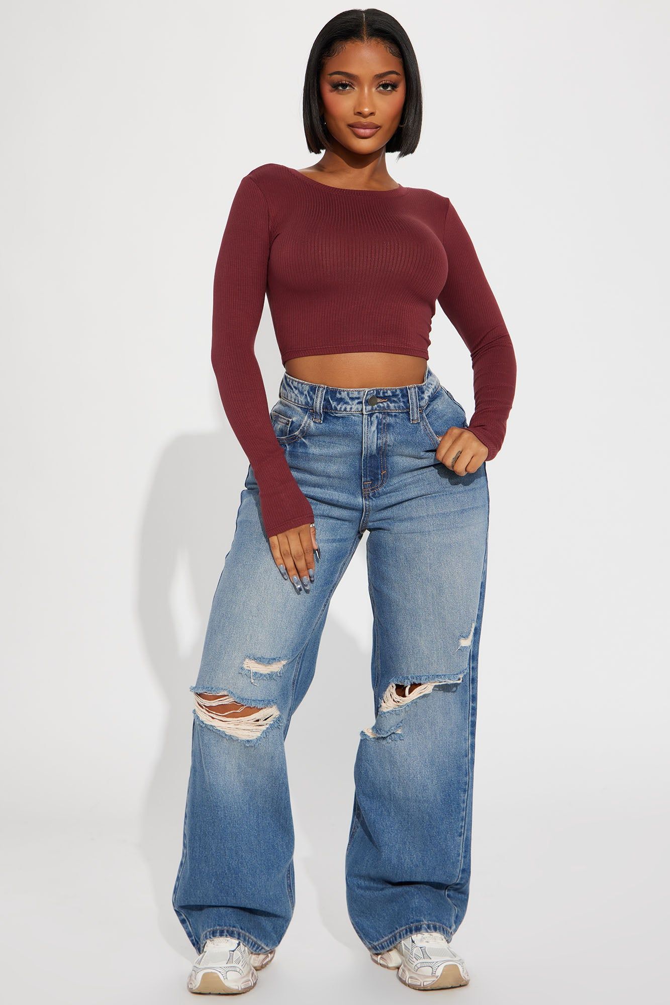 My Everyday Ribbed Tee - Wine sold by Fashion Nova product image thumbnail 2