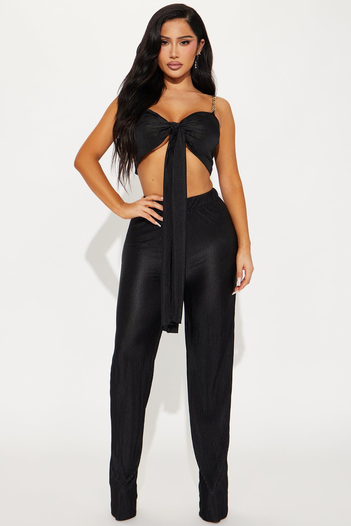 Royal Fantasies Plisse Pant Set - Black sold by Fashion Nova