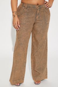 Stayin' Cute Washed Wide Leg Pant - Brown sold by Fashion Nova