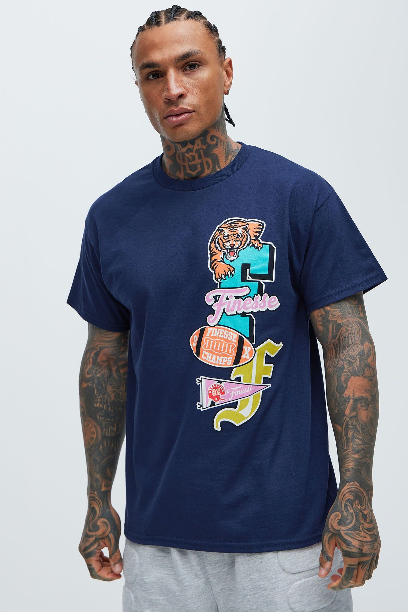 Finesse Champs 199X Short Sleeve Tee - Navy sold by Fashion Nova