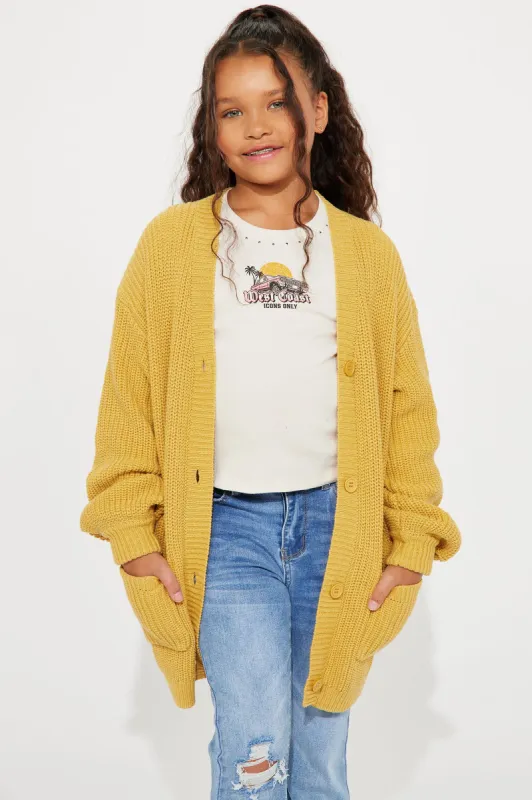 Mini Be My Best Friend Cardigan - Gold sold by Fashion Nova