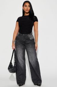 If Anything I'm Everything Ruched Top - Black sold by Fashion Nova
