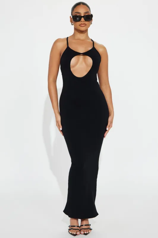 Abigail Snatched Maxi Dress - Black sold by Fashion Nova