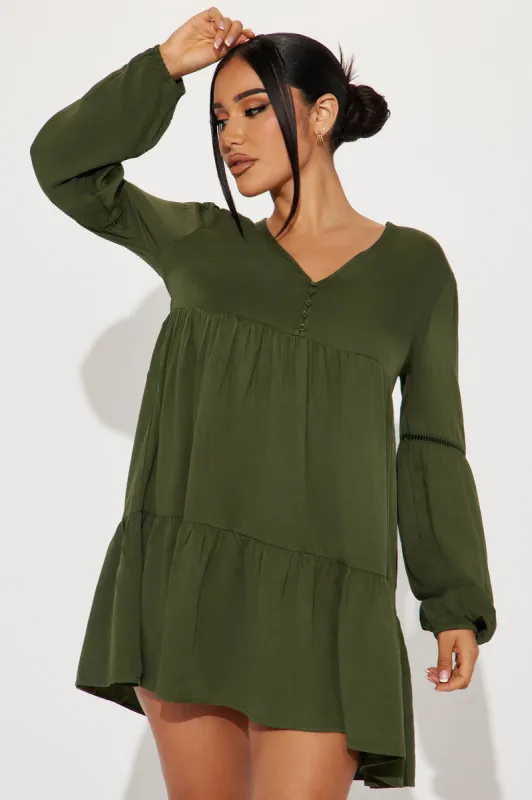 Alice Babydoll Mini Dress - Olive sold by Fashion Nova