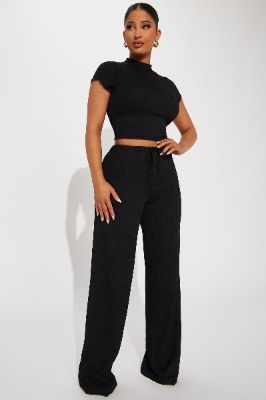 Life Is Good Textured Pant Set - Black sold by Fashion Nova