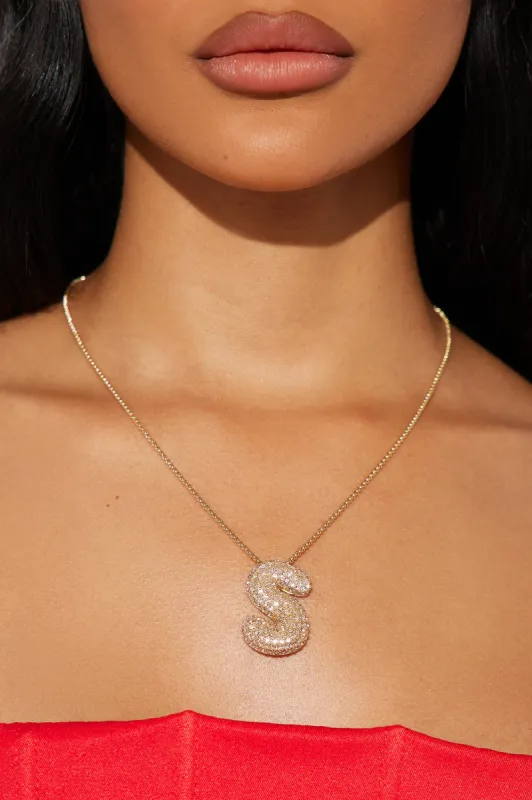 Bubble Letter S Necklace - Gold sold by Fashion Nova