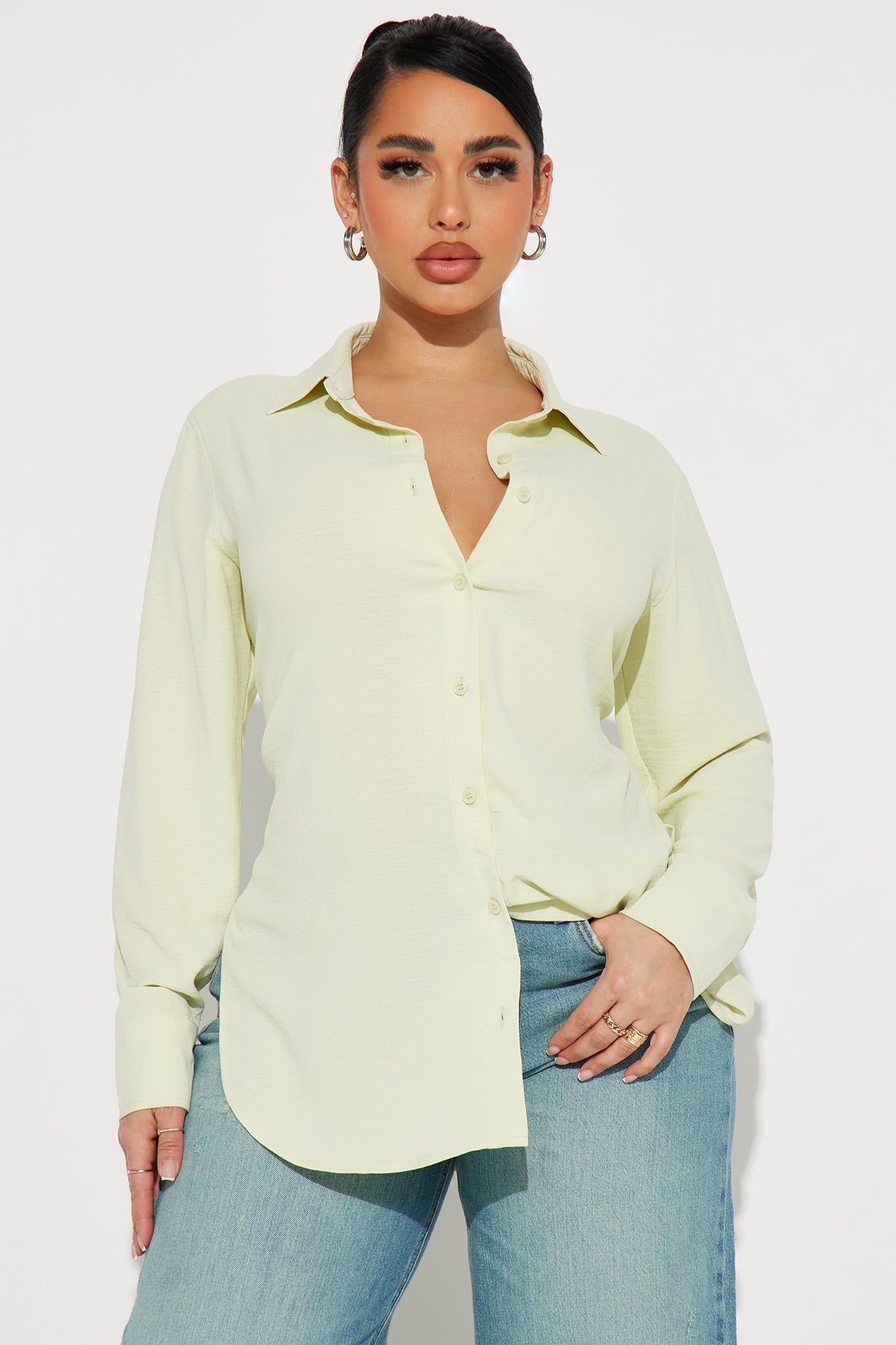 Long Live Linen Shirt - Green sold by Fashion Nova