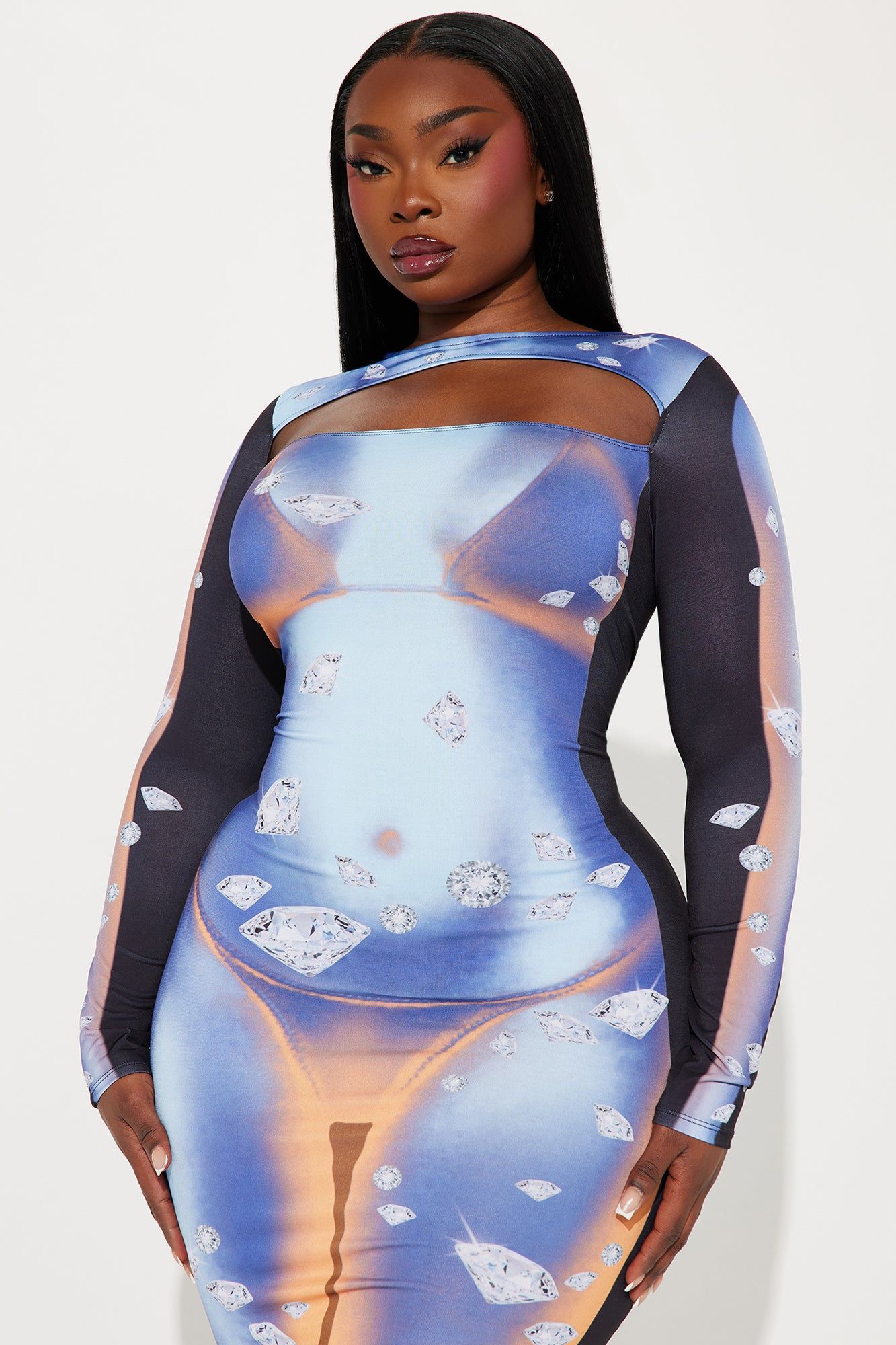 Diamond Heat Midi Dress - Orange/combo sold by Fashion Nova product image thumbnail 5