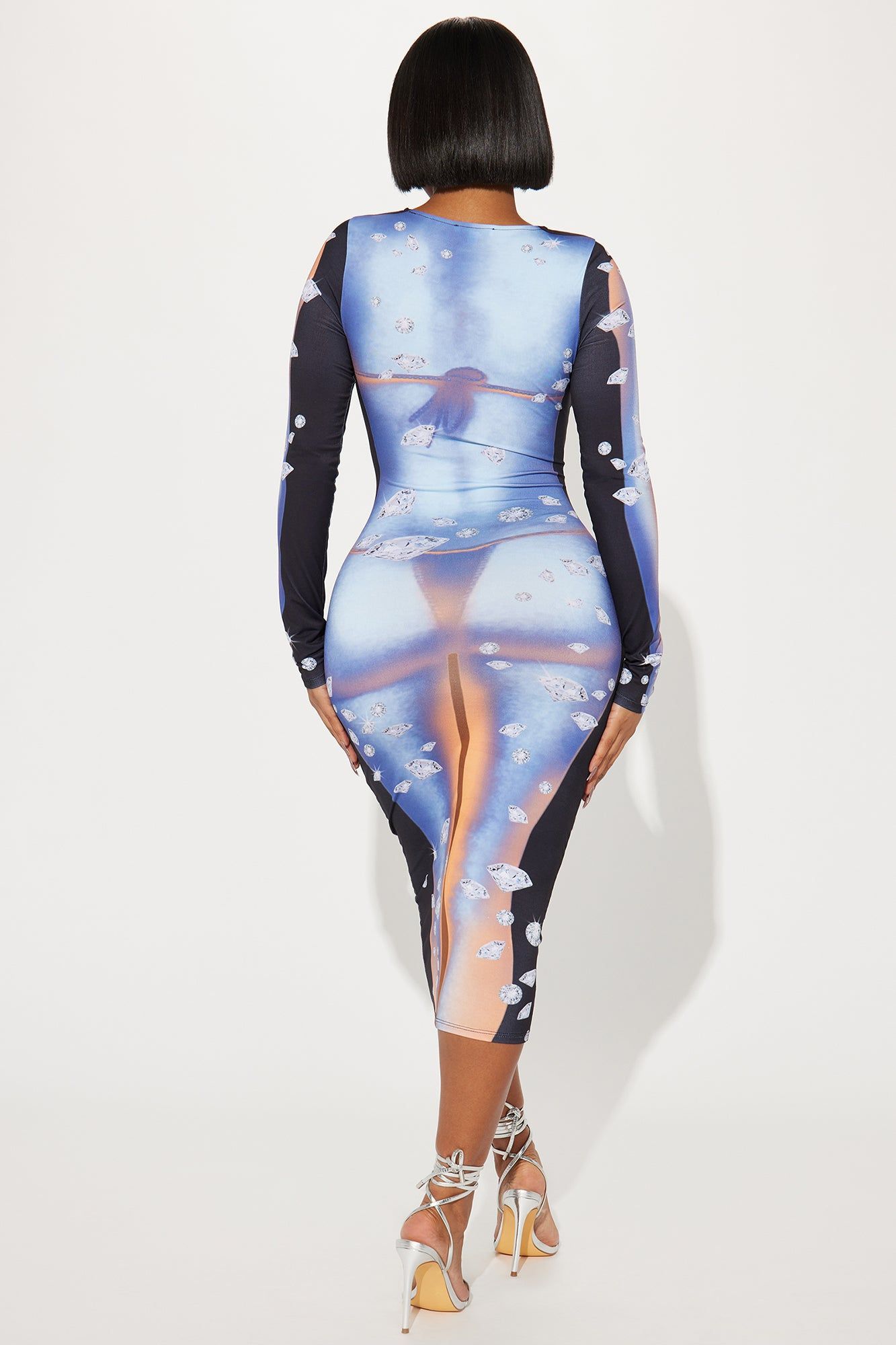 Diamond Heat Midi Dress - Orange/combo sold by Fashion Nova product image thumbnail 3