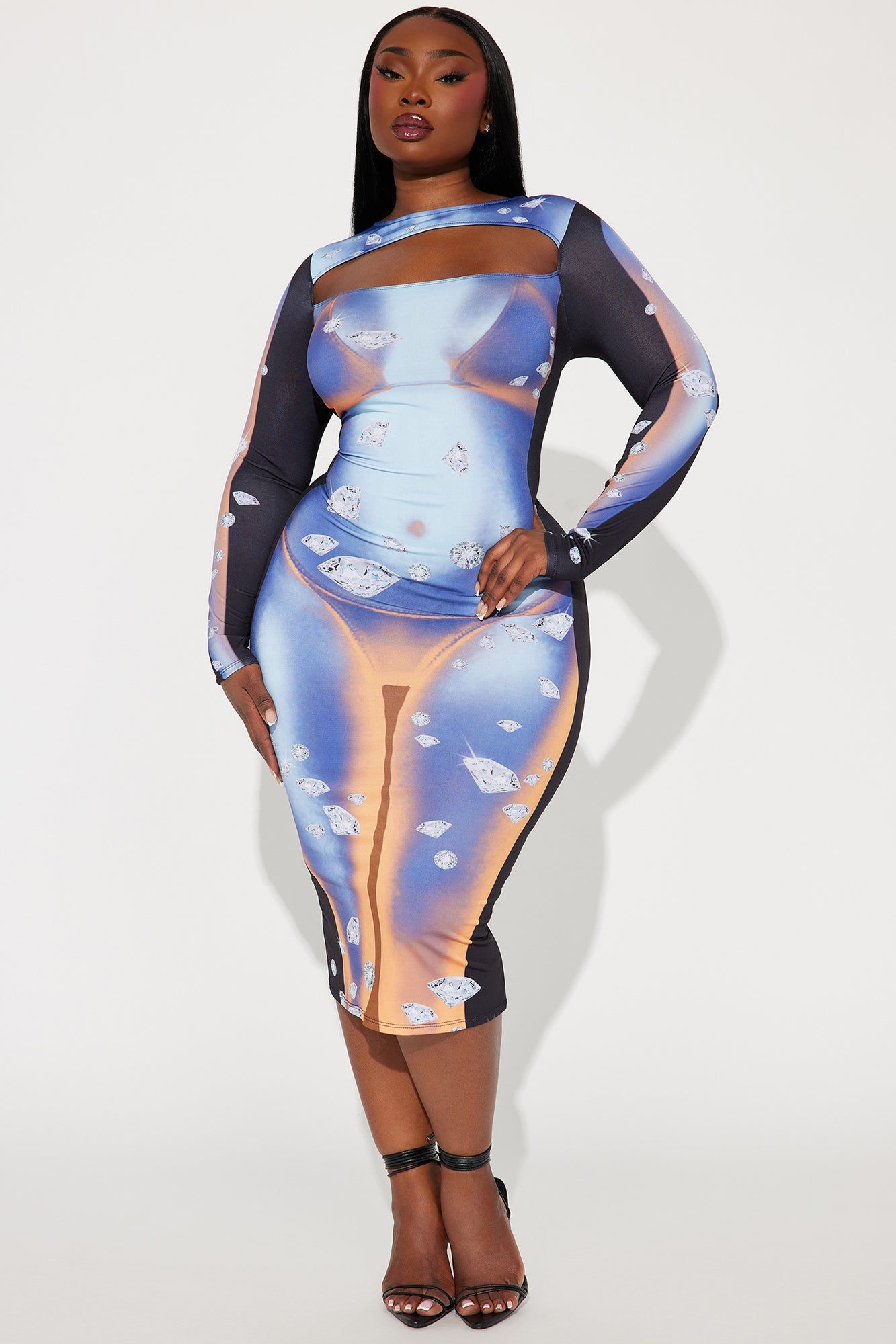 Diamond Heat Midi Dress - Orange/combo sold by Fashion Nova product image thumbnail 4