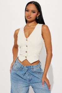 Set The Tone Vest Top - Stone sold by Fashion Nova