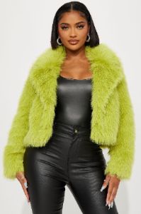 Foxy Mama Faux Fur Jacket - Chartreuse | Parallel