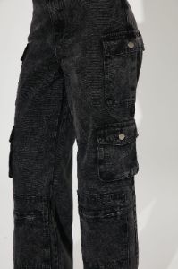Petite Mad For You Cargo Jeans - Acid Wash Black sold by Fashion Nova